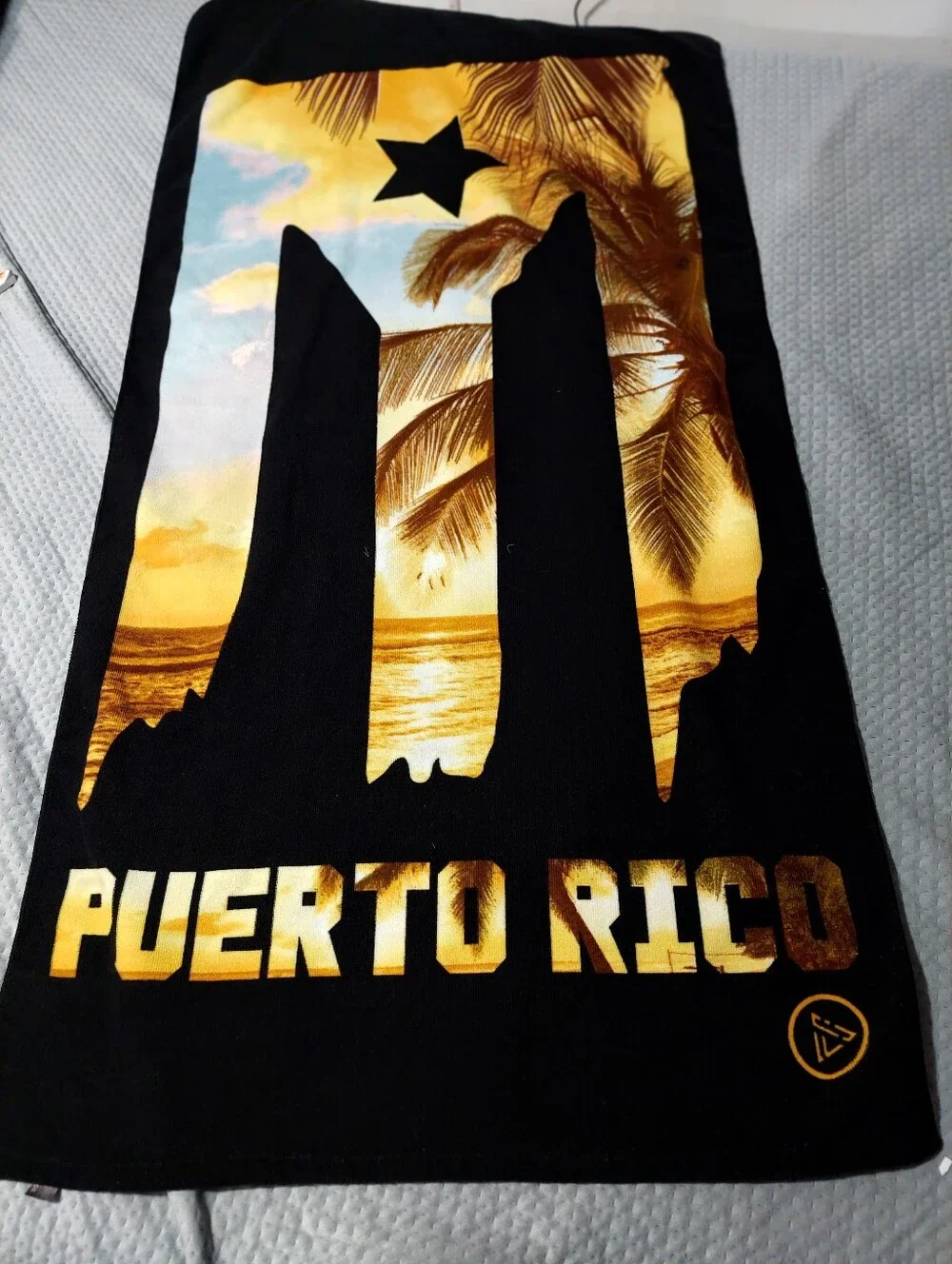 Puerto Rico Graphic  Towel - Black with Sunset Print